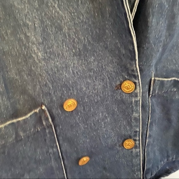 VINTAGE Nevada Denim Jacket Medium Blue Collar Jean Jacket Button Up - Picture 3 of 12